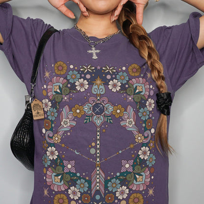 Sagittarius Zodiac Sign Retro Comfort Colors T-shirt, Boho Celestial Astrology Tee, Star Sign Gift - Esdee