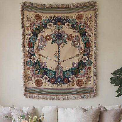 Sagittarius Zodiac Cotton Woven Throw Blanket, Retro Celestial Astrology Tapestry, Star Sign Gift - Esdee