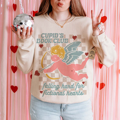 Cupid Valentine Bookclub Gildan Crewneck Sweatshirt Sand Esdee 