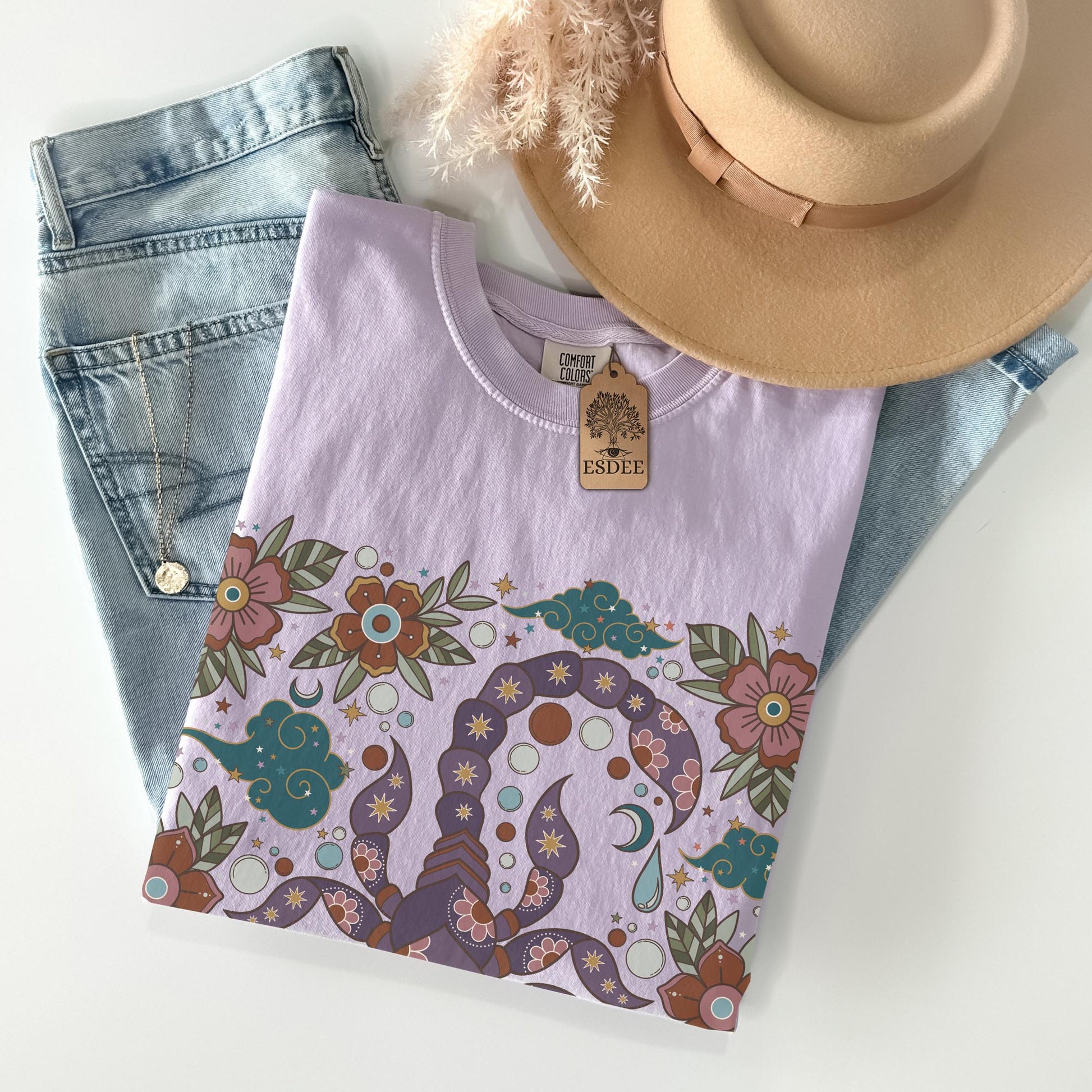 Scorpio Zodiac Comfort Colors Shirt, Retro Celestial Astrology Tee, Star Sign Horoscope Gift - Esdee