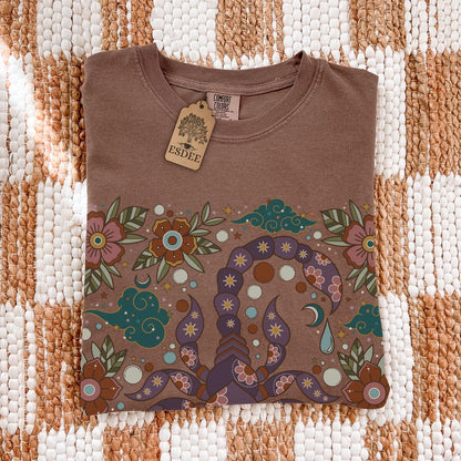 Scorpio Zodiac Comfort Colors Shirt, Retro Celestial Astrology Tee, Star Sign Horoscope Gift - Esdee