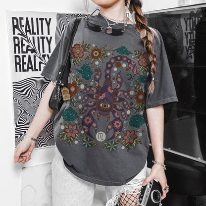 Scorpio Zodiac Comfort Colors Shirt, Retro Celestial Astrology Tee, Star Sign Horoscope Gift - Esdee