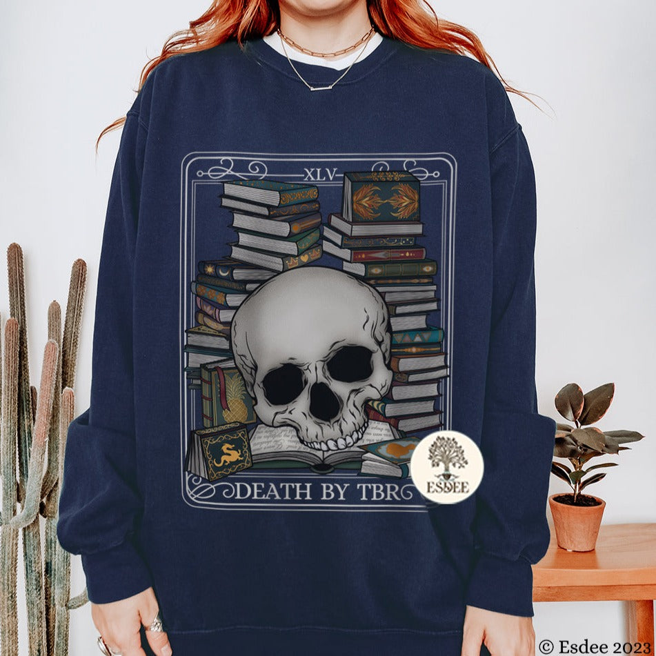 Death By To Be Read Taort Card Comfort Colors Sweatshirt - Esdee