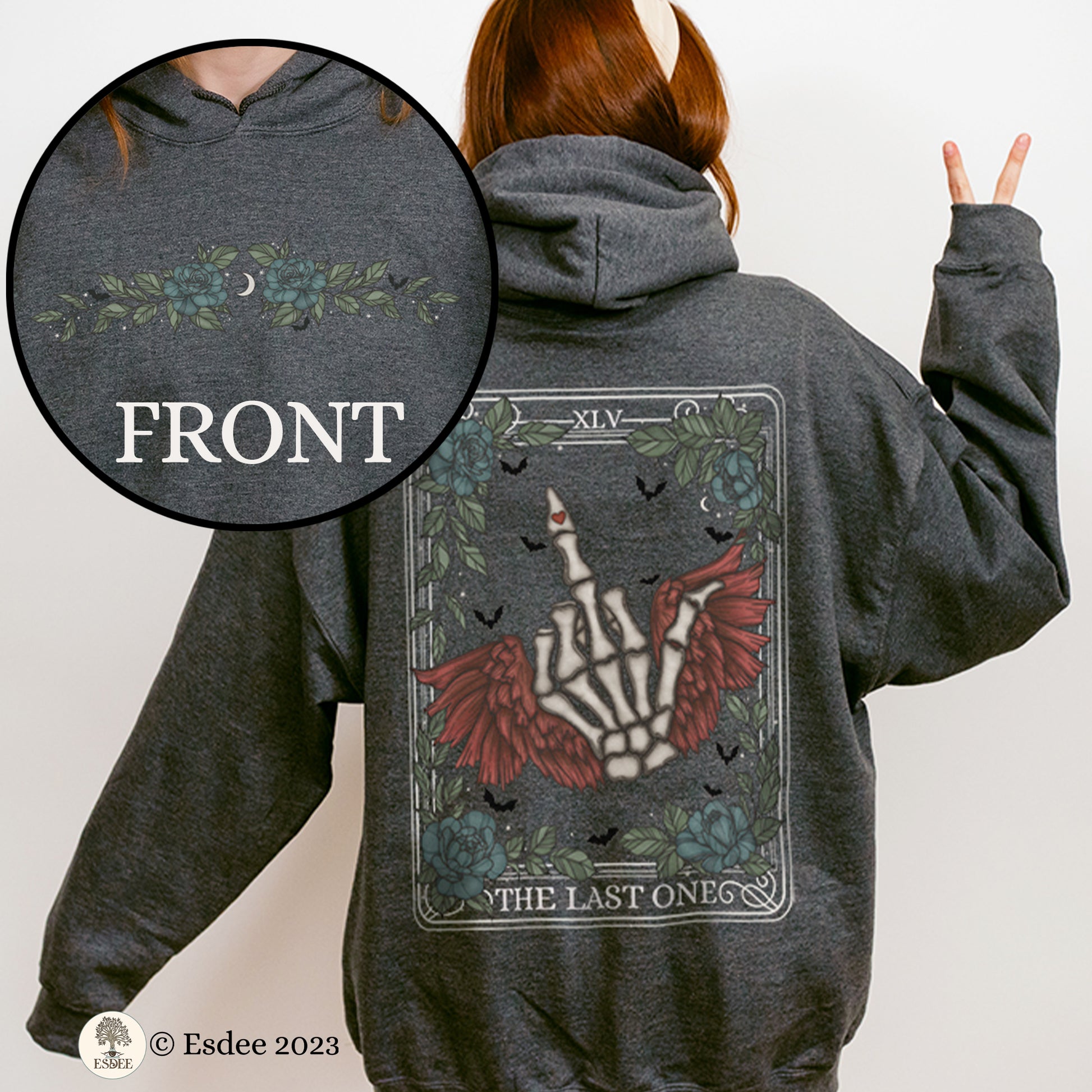The Last One Tarot Card Front and Back Print Hoodie - Esdee