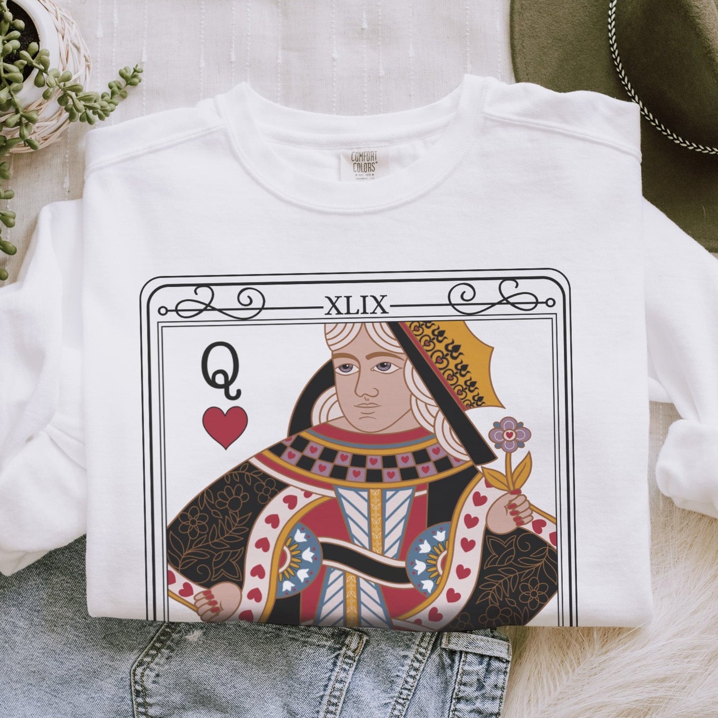The Queen Tarot Card Comfort Colors Sweatshirt - Esdee