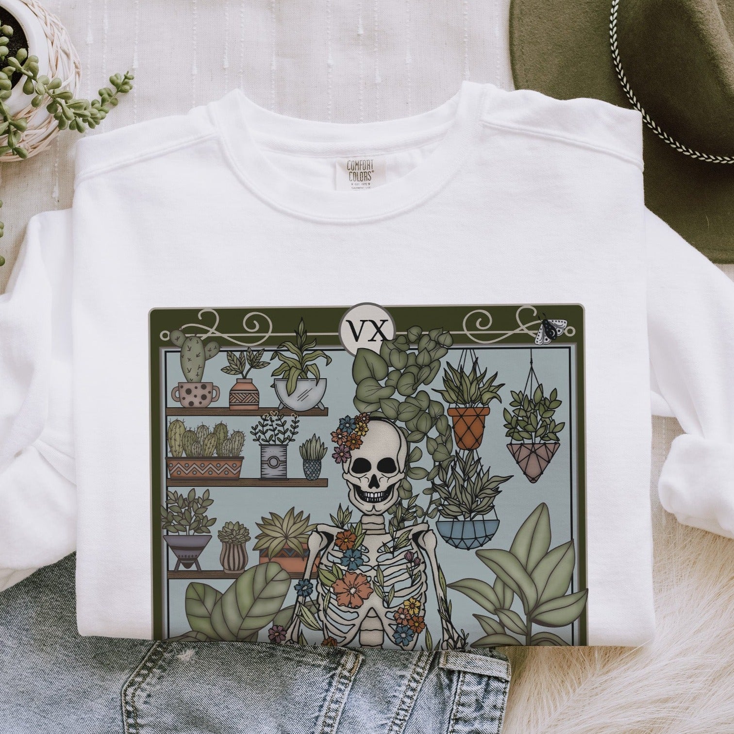 Plant Parent Tarot Card Comfort Colors Sweatshirt - Esdee