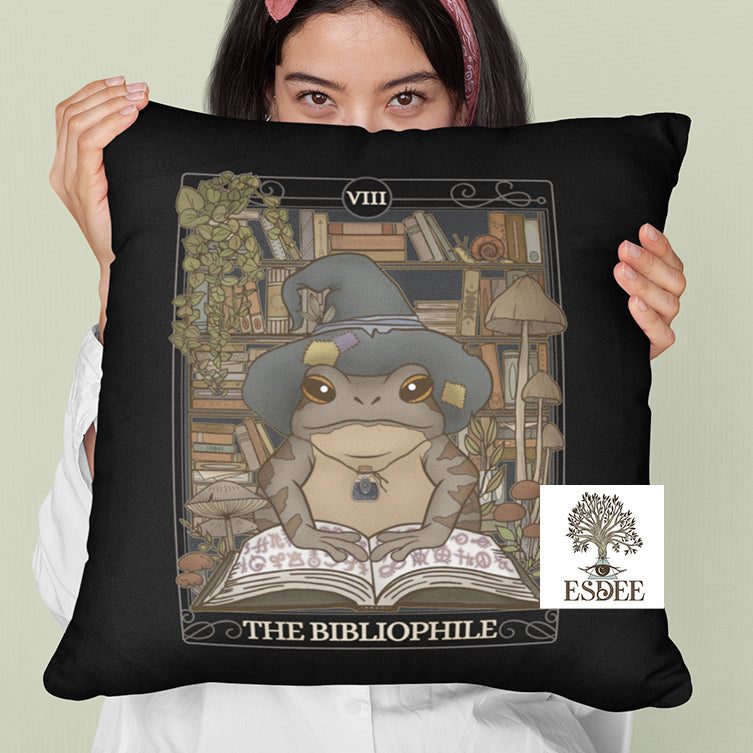 Bibliophile Tarot Card Faux Suede Square Pillow Case - Esdee
