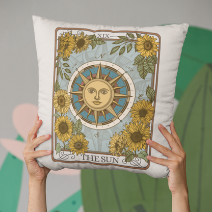 The Sun Tarot Card Faux Suede Square Pillow Case - Esdee
