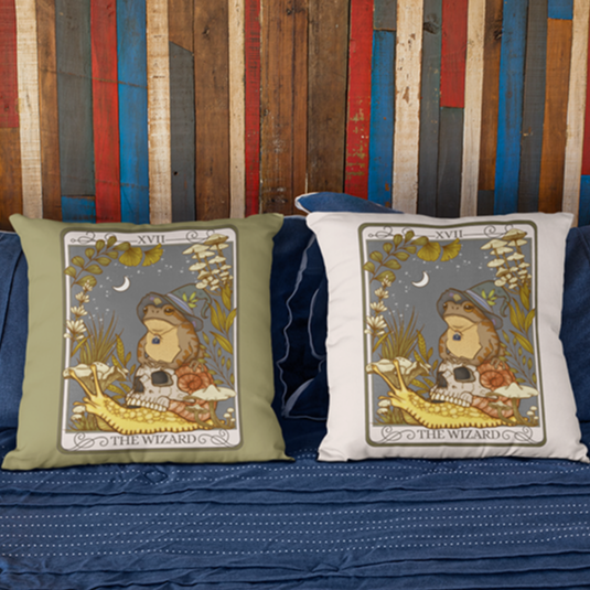 Wizard Tarot Card Faux Suede Square Pillow Case - Esdee
