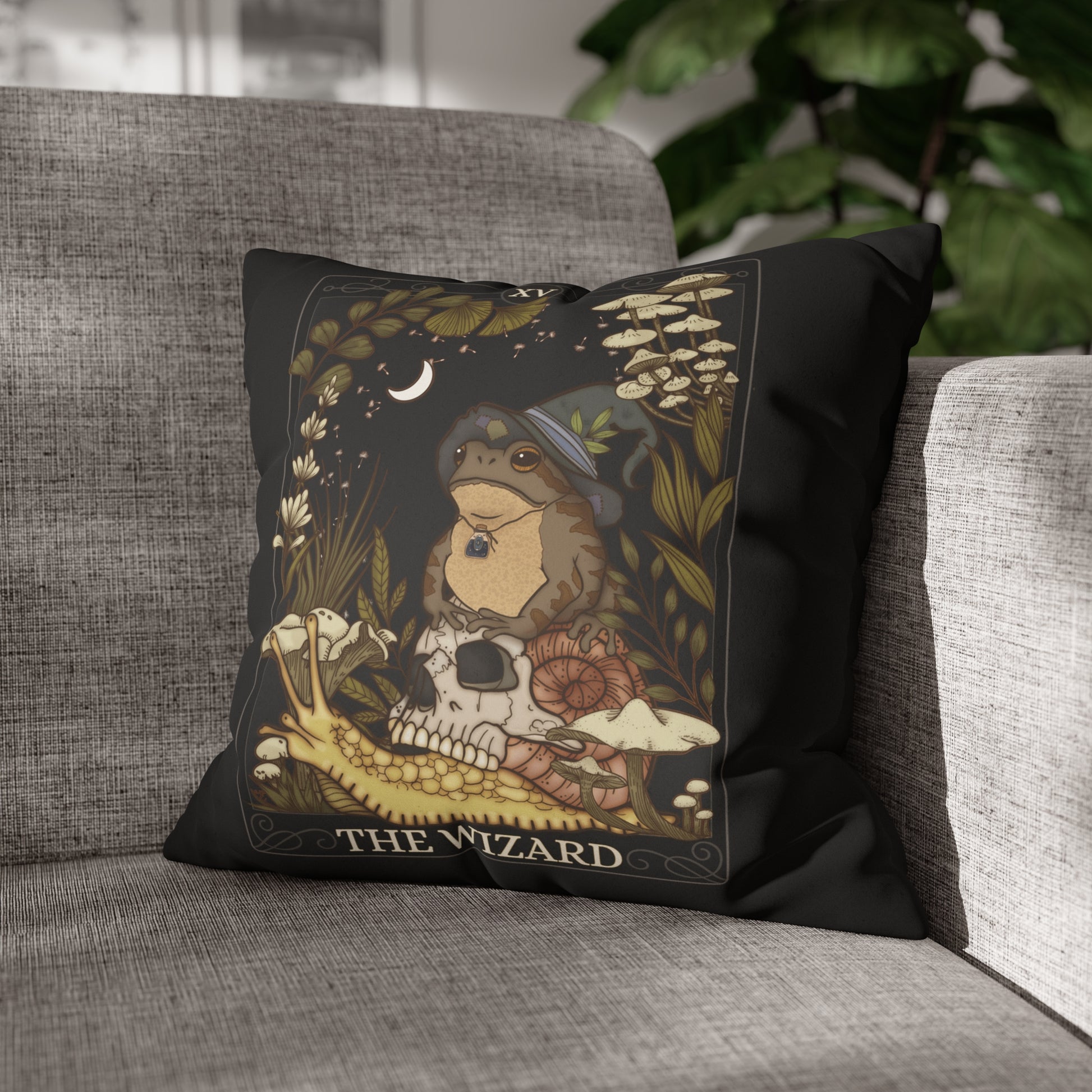 Wizard Tarot Card Faux Suede Square Pillow Case - Esdee