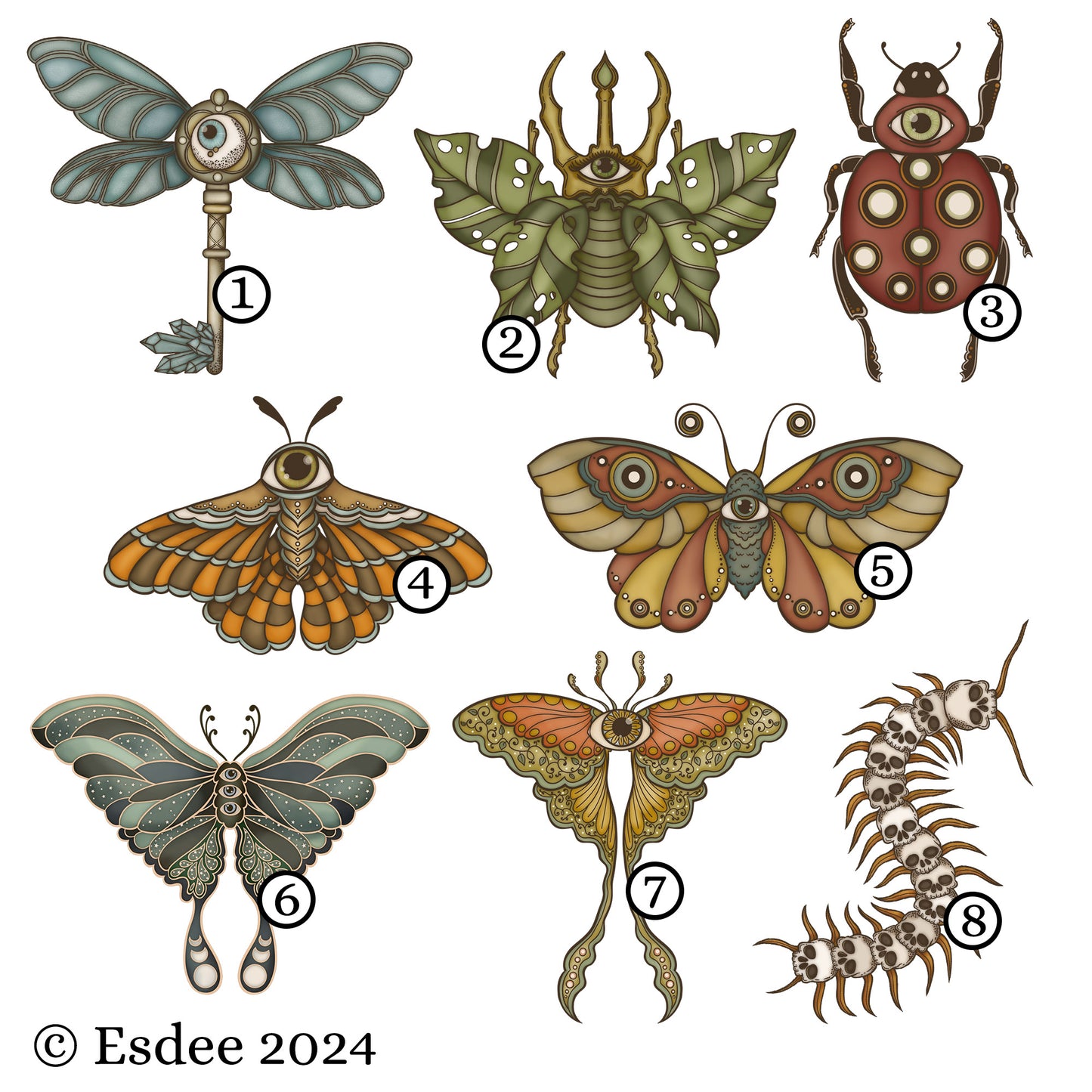 Creepy Bugs Die-Cut Stickers -Esdee