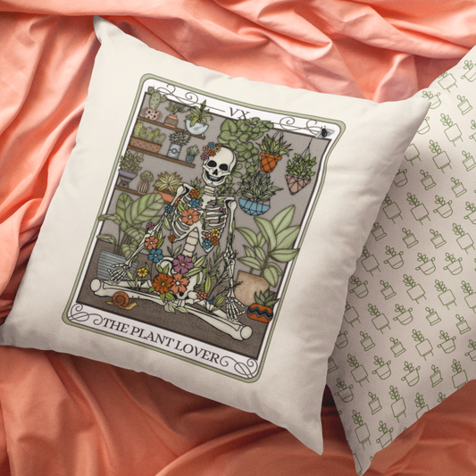 Plant Lover Tarot Card Faux Suede Square Pillow Case - Esdee