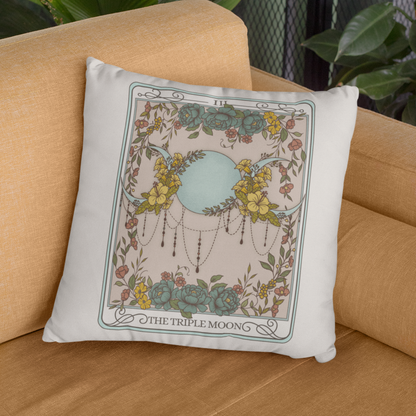 Triple Moon Tarot Card Faux Suede Square Pillow Case - Esdee