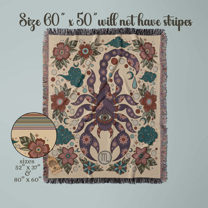 Scorpio Zodiac Cotton Woven Throw Blanket