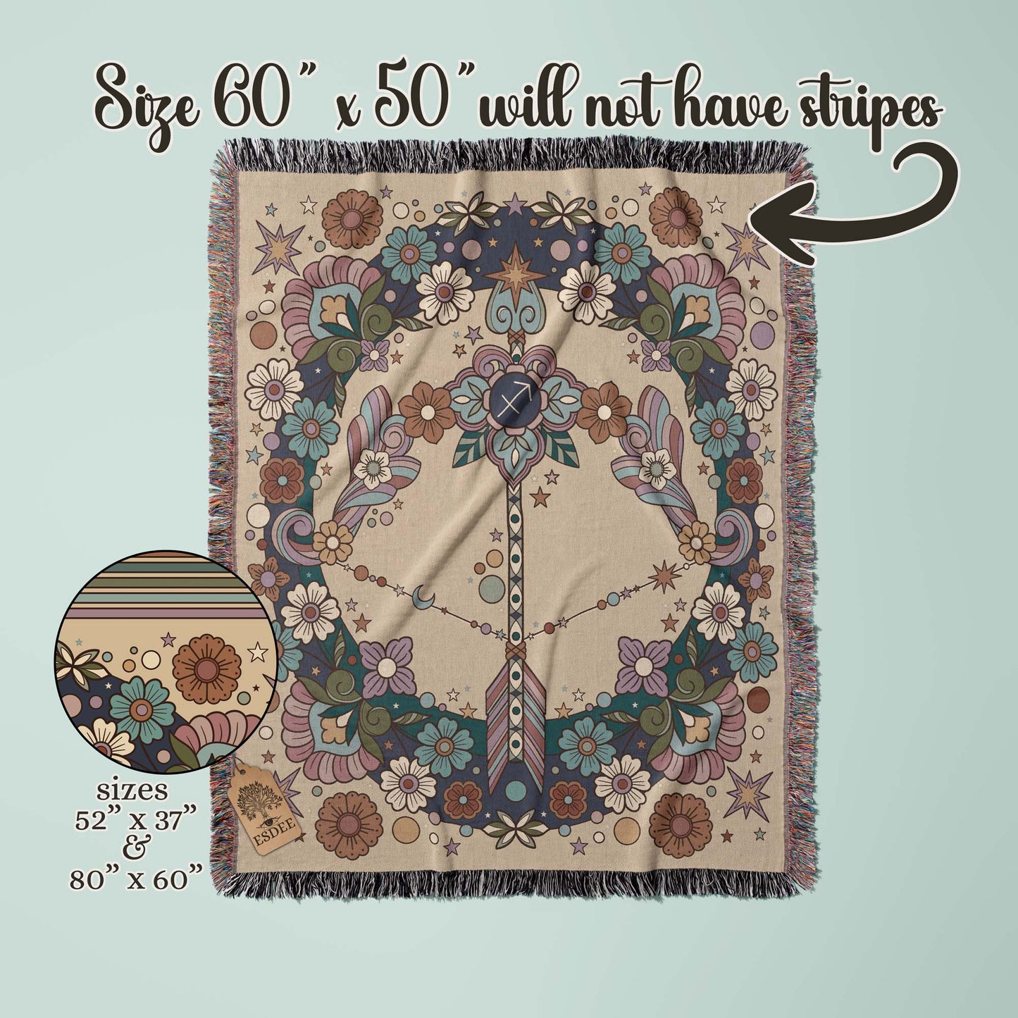 Sagittarius Zodiac Cotton Woven Throw Blanket