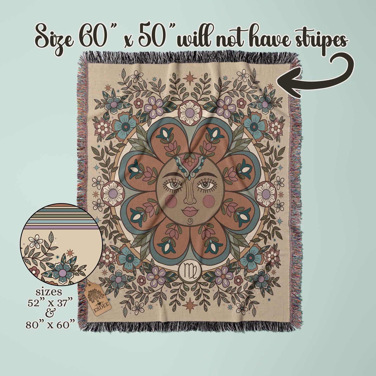 Virgo Zodiac Cotton Woven Throw Blanket