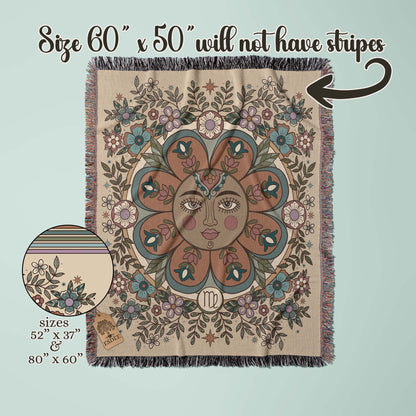 Virgo Zodiac Cotton Woven Throw Blanket