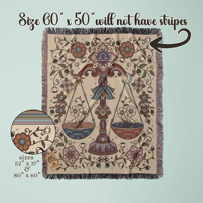 Libra Zodiac Cotton Woven Throw Blanket