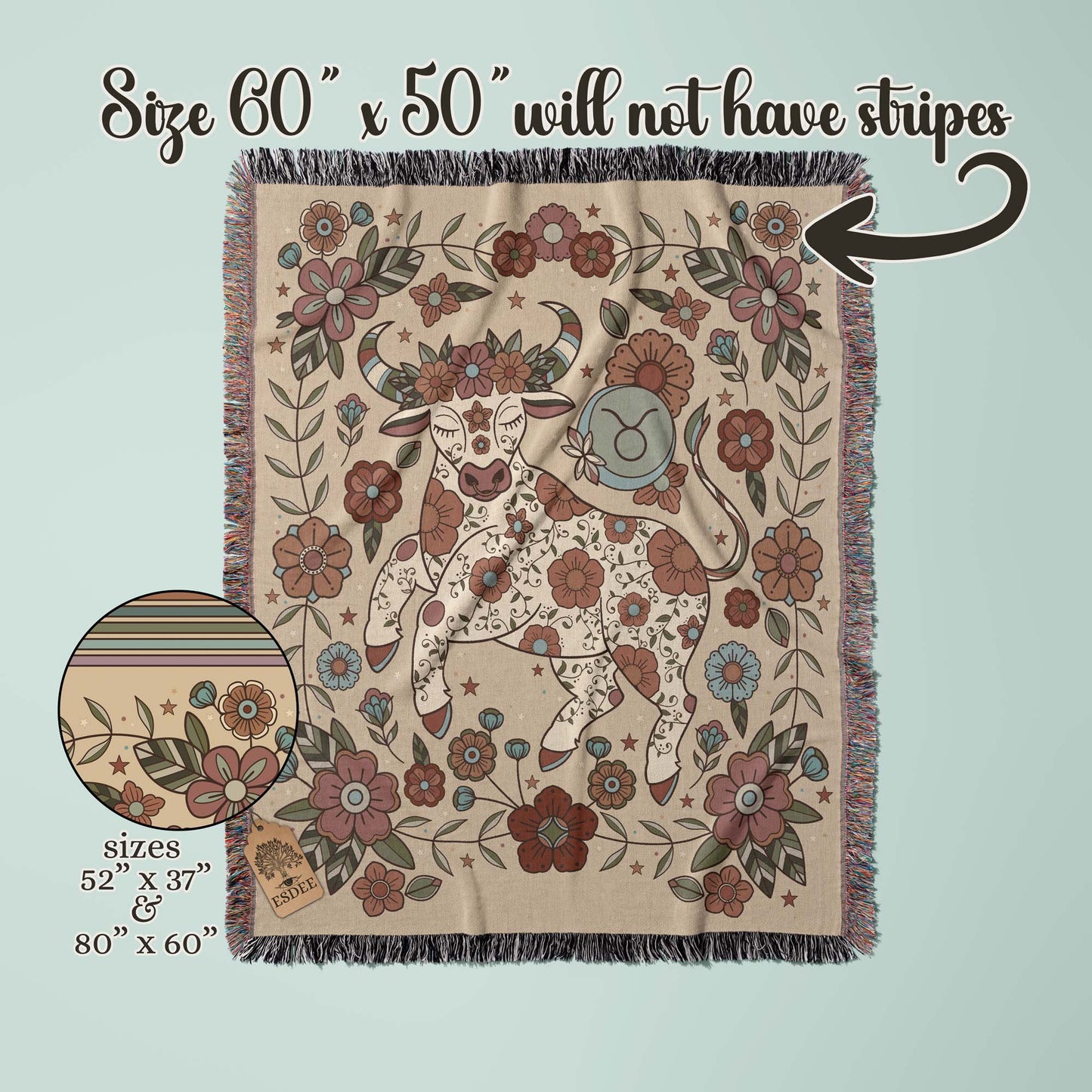 Taurus Zodiac Cotton Woven Throw Blanket