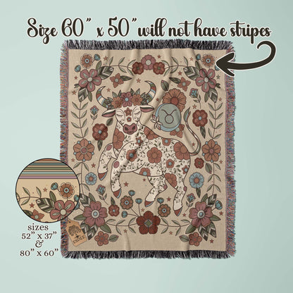 Taurus Zodiac Cotton Woven Throw Blanket