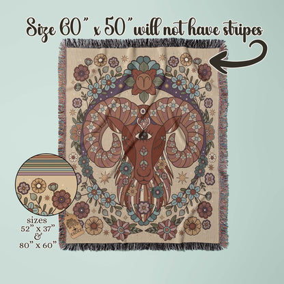 Aries Zodiac Cotton Woven Throw Blanket