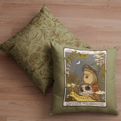 Wizard Tarot Card Faux Suede Square Pillow Case - Esdee
