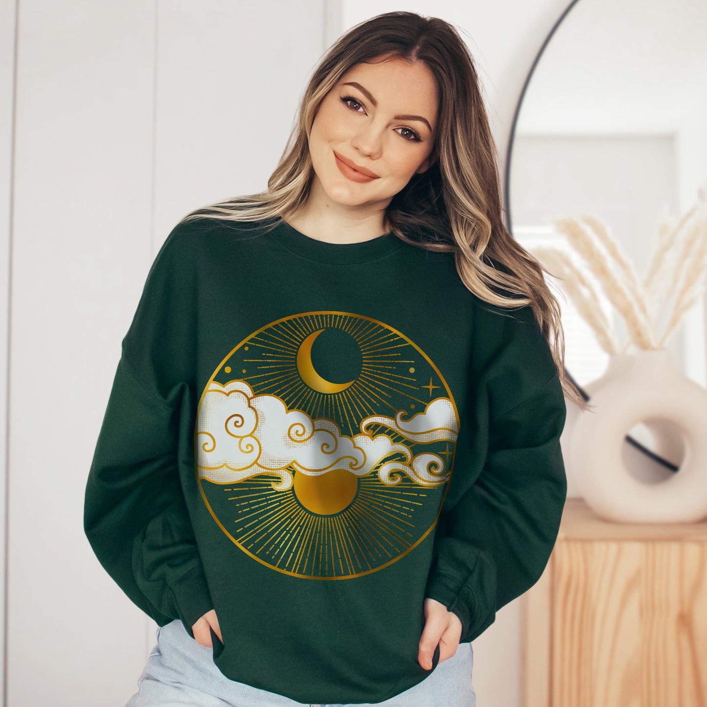 Gold Sun and Moon Sweatshirt - Esdee Designs