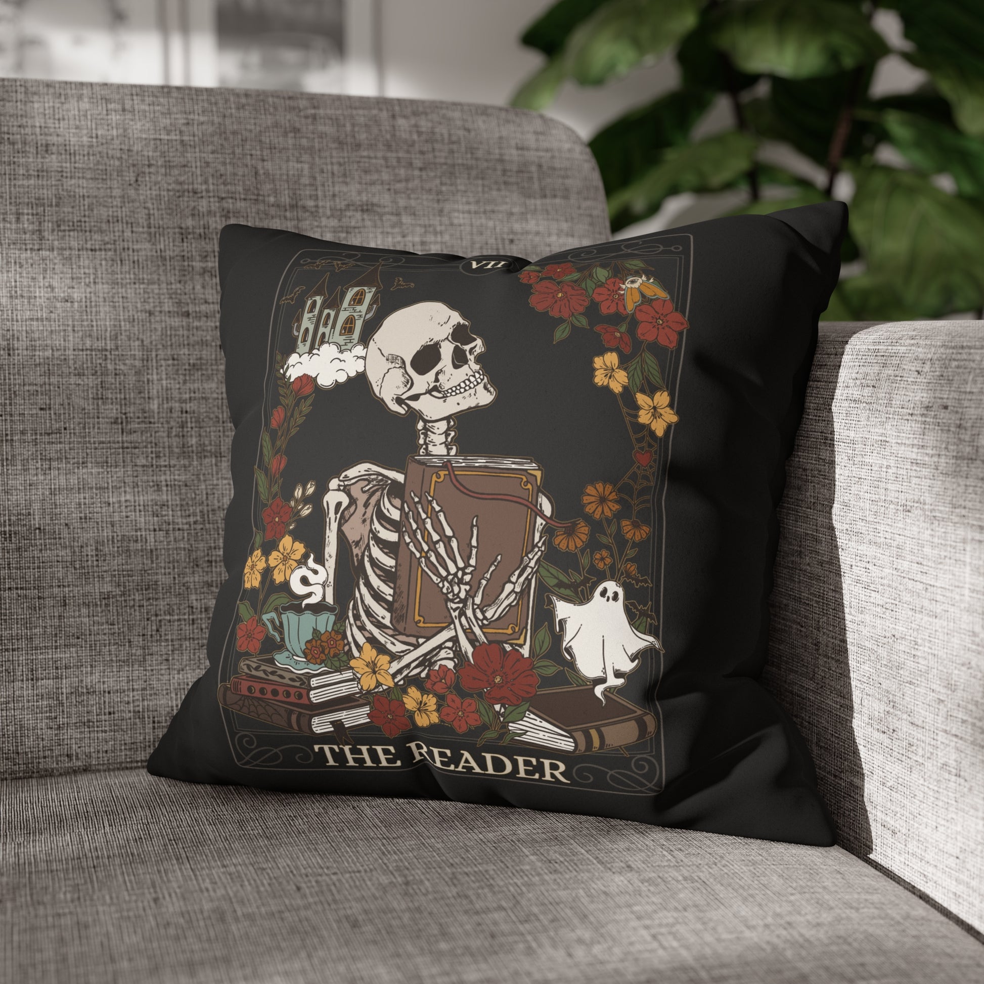The Reader Tarot Card Faux Suede Square Pillow Case - Esdee