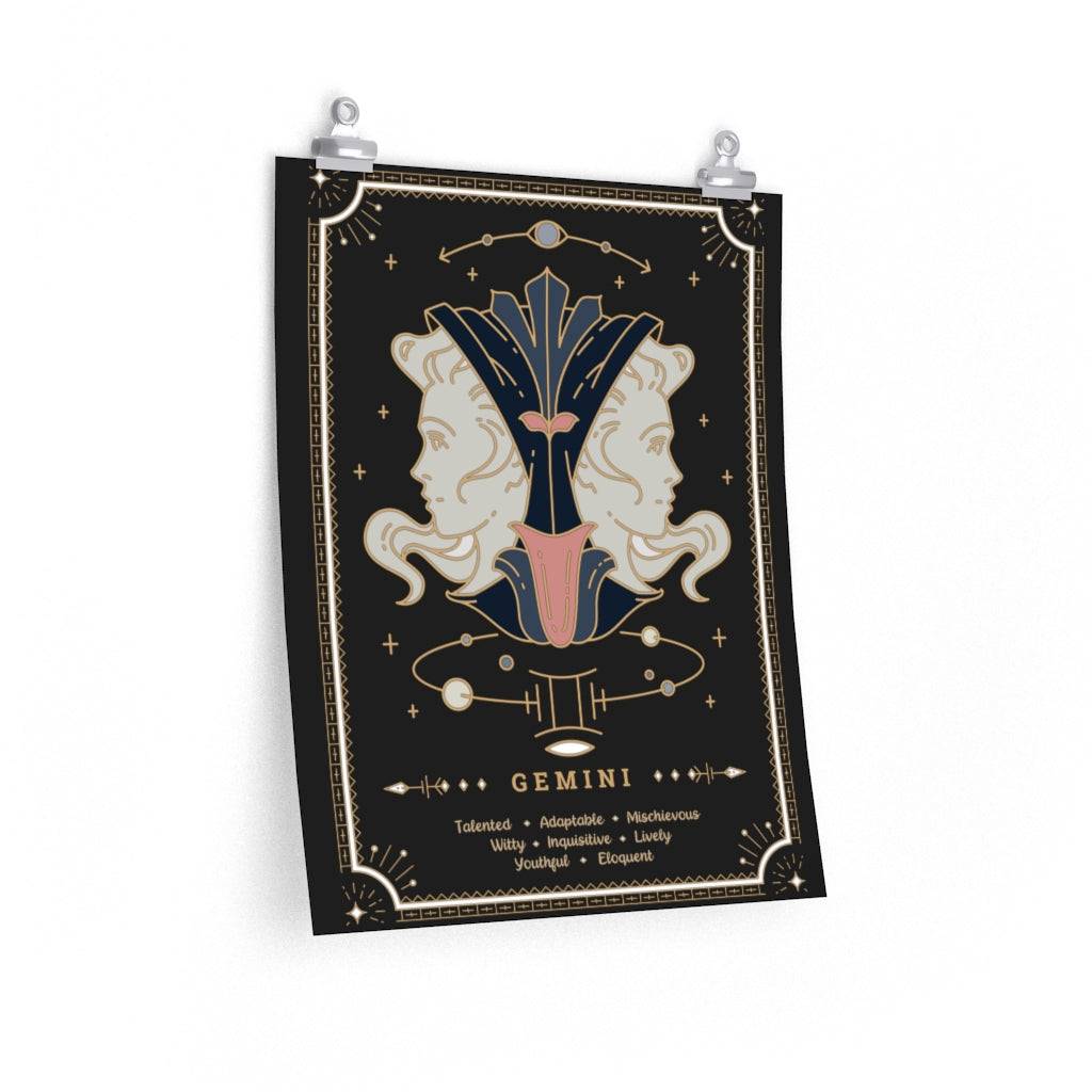 Gemini Vintage Zodiac Sign Poster Art Print Esdee