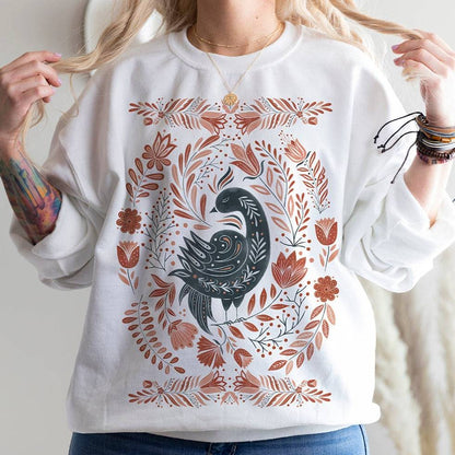 Folk Art Bird Crewneck Sweatshirt - Esdee