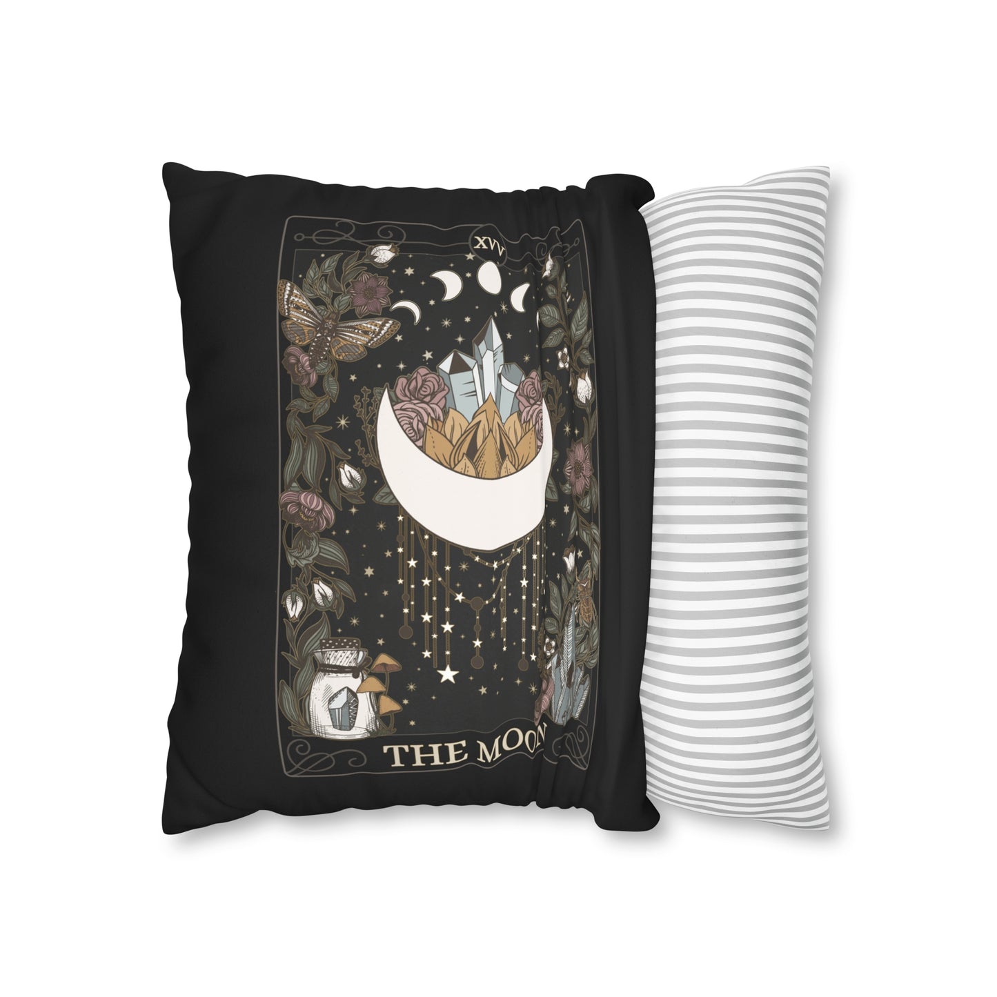 The Moon Tarot Card Faux Suede Square Pillow Case - Esdee