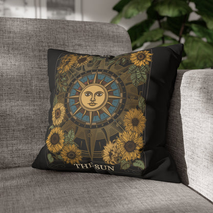 The Sun Tarot Card Faux Suede Square Pillow Case - Esdee
