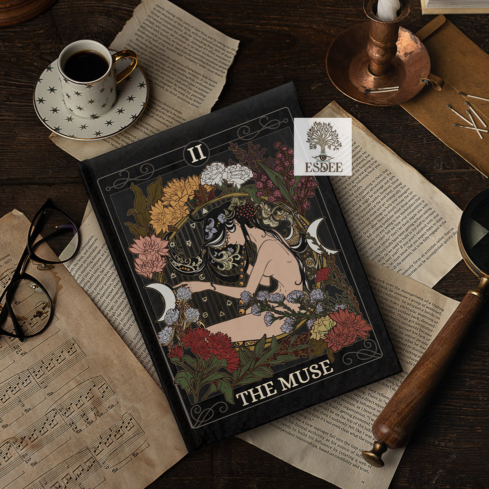 The Muse Custom Tarot Card Hardcover Notebook. High Priestess Grimoire - Esdee