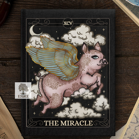 The Miracle Custom Tarot Card Hardcover Notebook. Flying Pig Grimoire - Esdee