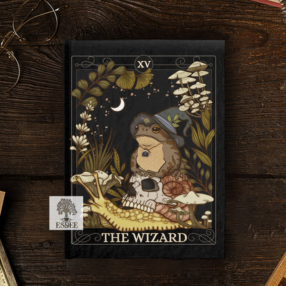 The Wizard Custom Tarot Card Hardcover Notebook. Witch Hat Frog Grimoire - Esdee