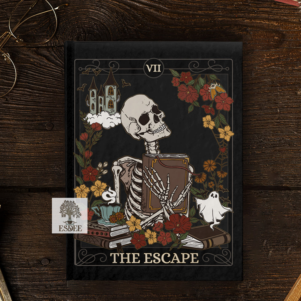 The Escape Custom Tarot Card Notebook, Skeleton Reader Grimoire - Esdee