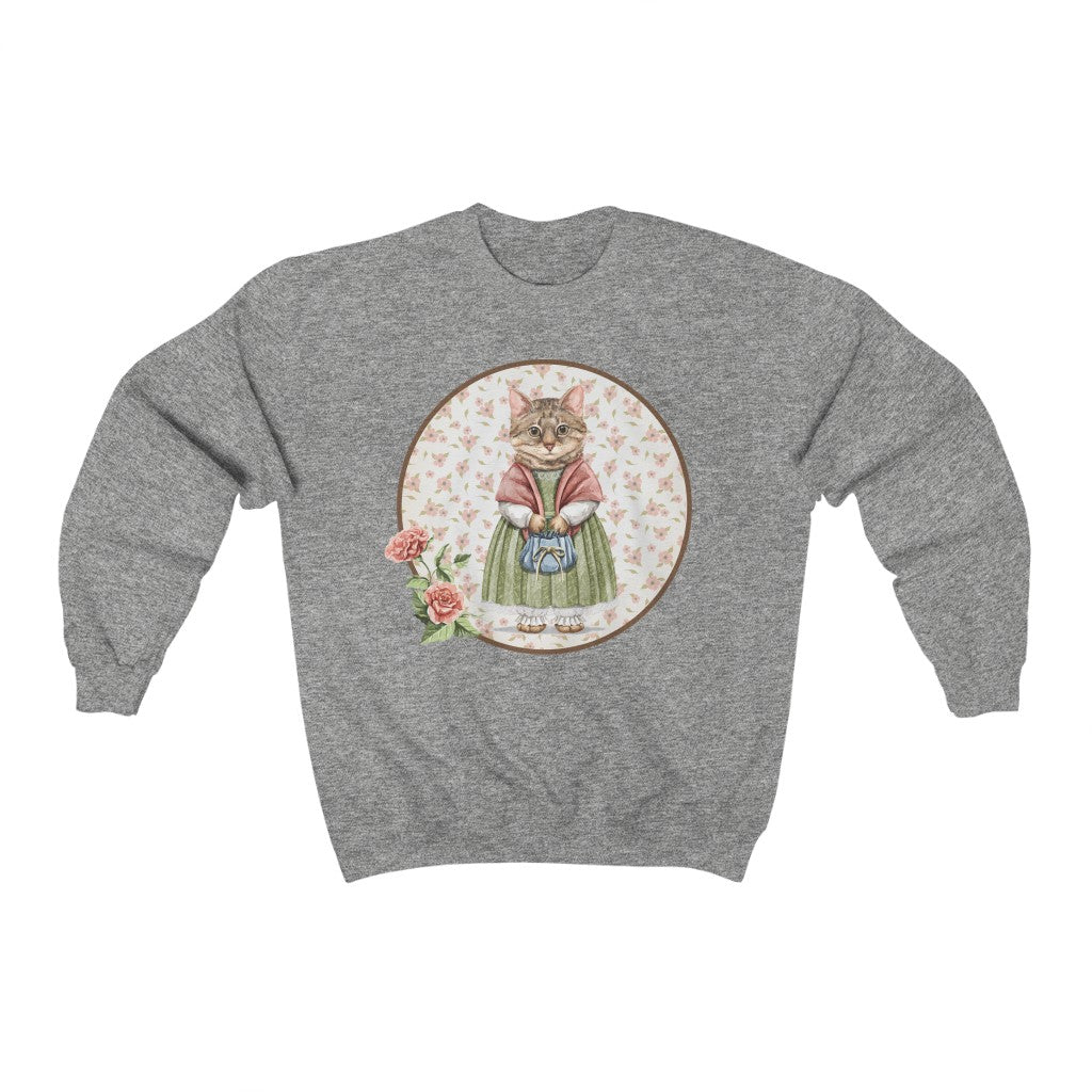 Vintage Cottagecore Cat Crewneck Sweatshirt - Esdee