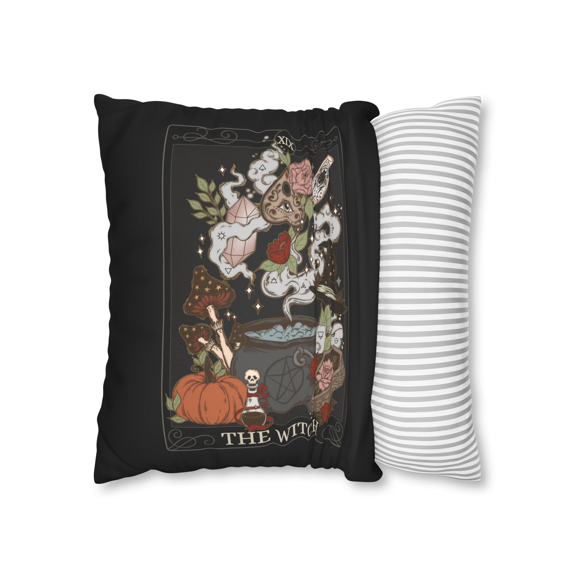 The Witch Tarot Card Faux Suede Square Pillow Case - Esdee