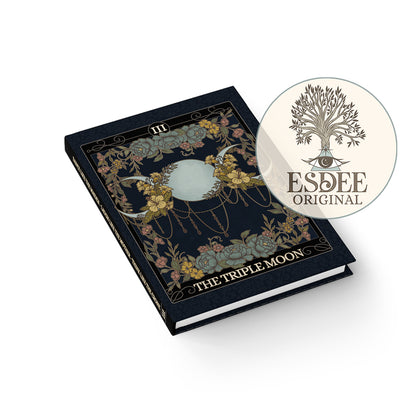The Triple Moon Custom Tarot Card Hardcover Notebook. Triple Goddess Moon Phase Grimoire - Esdee