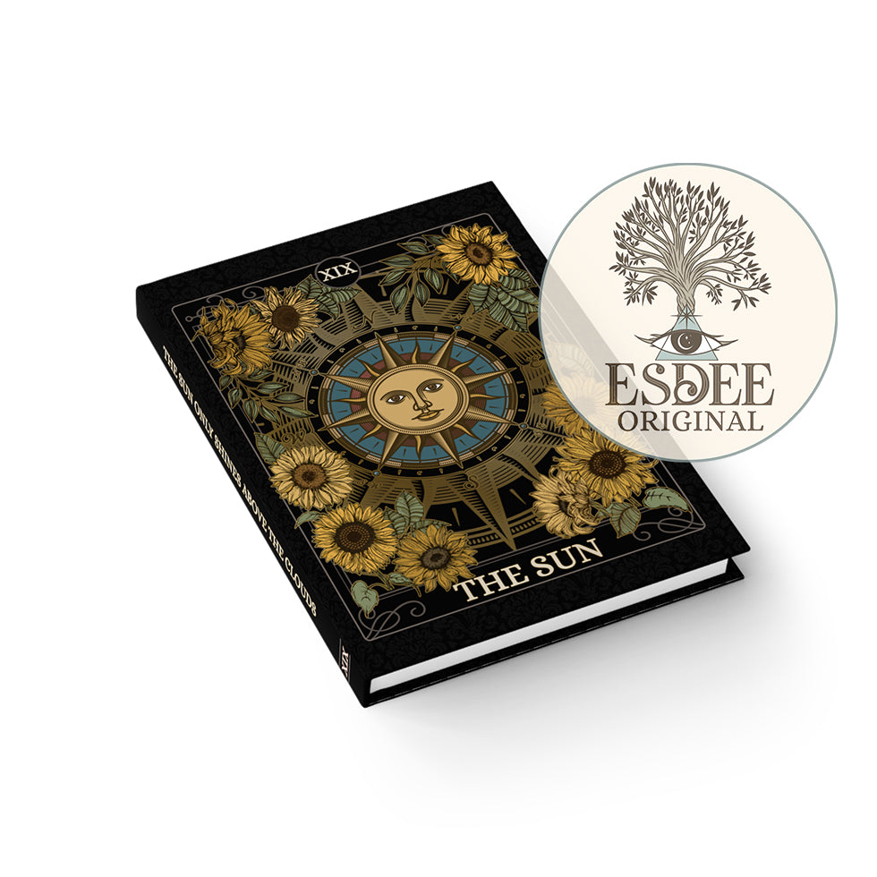 The Sun Custom Tarot Card Hardcover Notebook. Celestial Sunflower Grimoire - Esdee