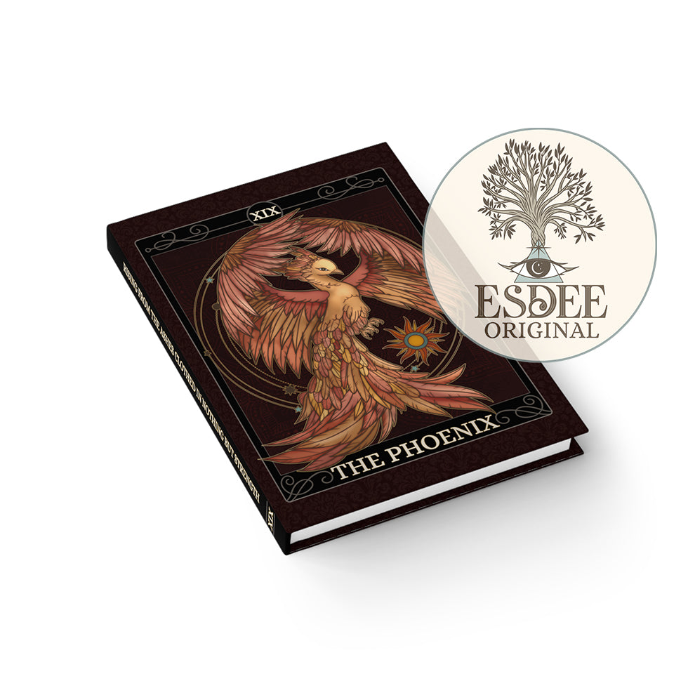 The Phoenix Custom Tarot Card Hardcover Notebook. Mystical Grimoire - Esdee