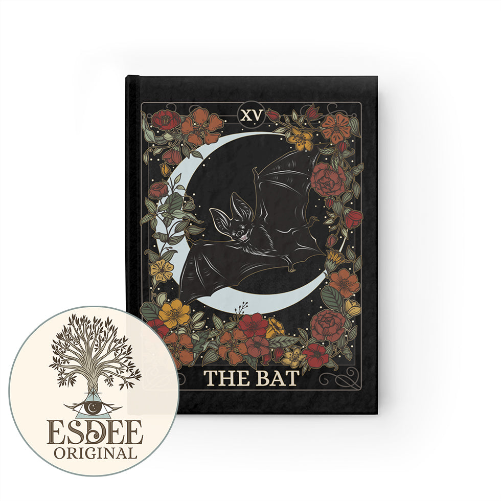 The Bat Custom Tarot Card Hardcover Notebook. Bat Familiar Grimoire - Esdee