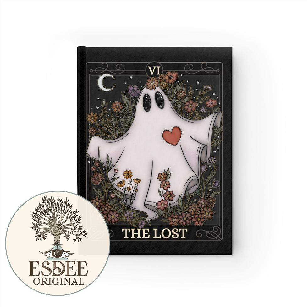 The Lost Custom Tarot Card Hardcover Notebook. Floral Ghost Grimoire - Esdee
