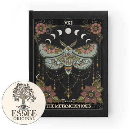 The Metamorphosis Custom Tarot Card Hardcover Notebook. Butterfly Moon Grimoire - Esdee