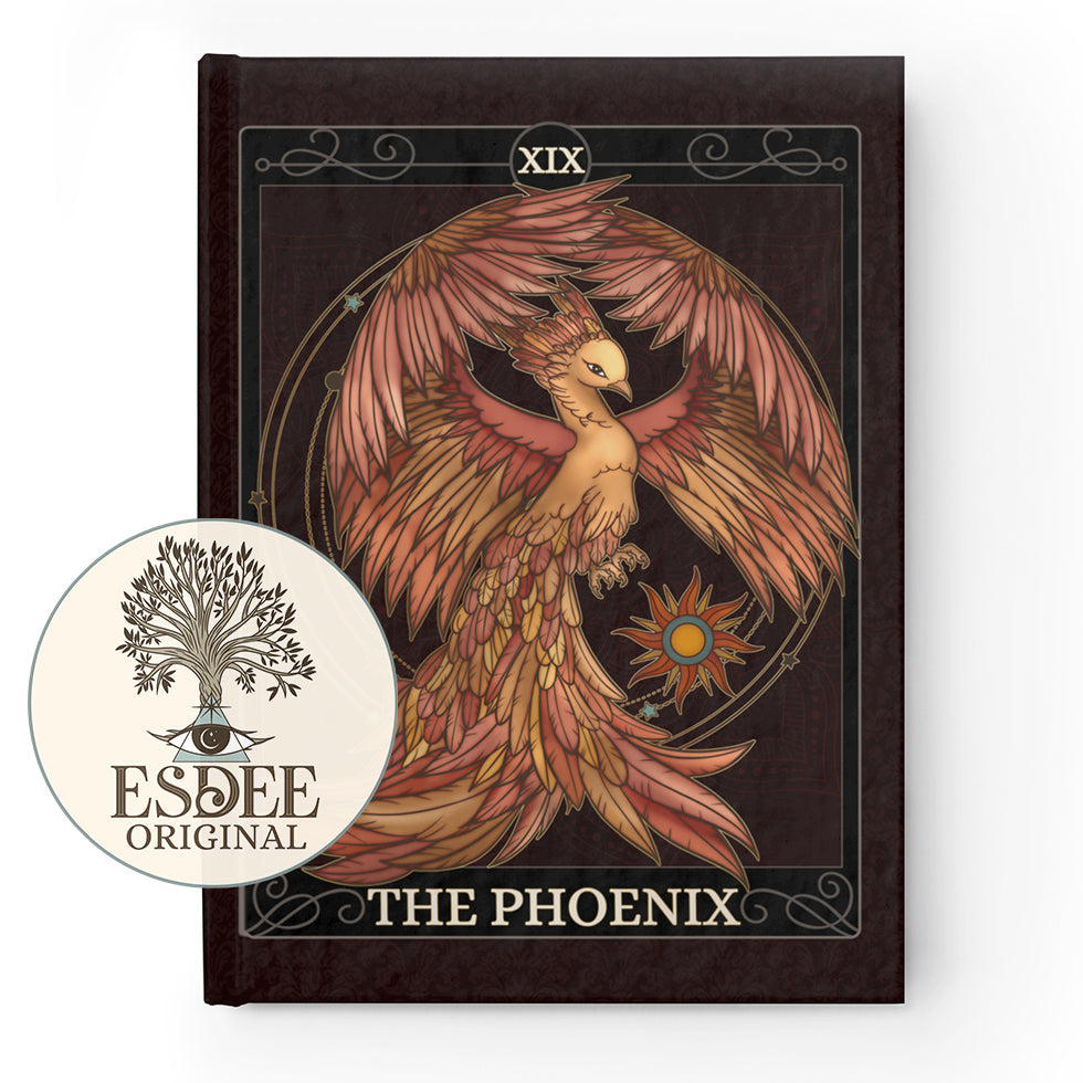 The Phoenix Custom Tarot Card Hardcover Notebook. Mystical Grimoire - Esdee