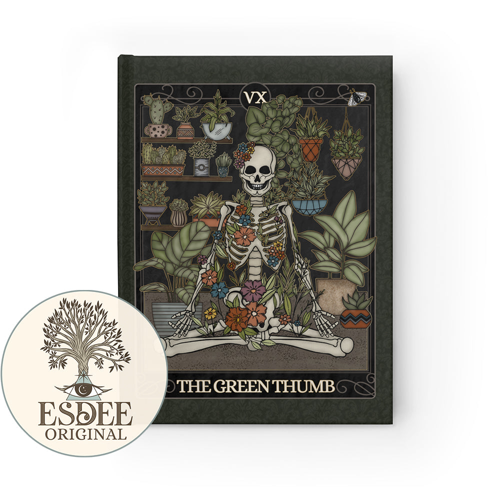 The Green Thumb Custom Tarot Card Hardcover Notebook. Plant Lover Grimoire - Esdee