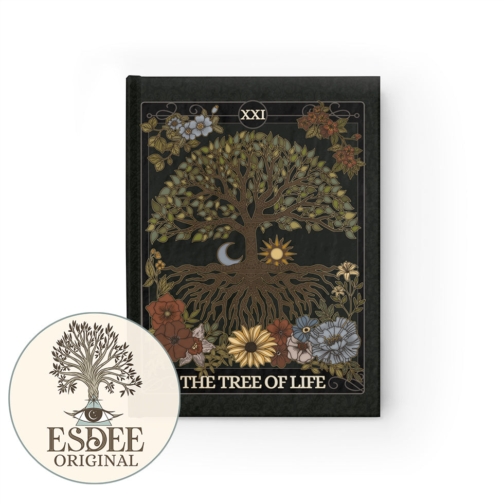 The Tree of Life Custom Tarot Card Hardcover Notebook - Floral Tree Grimoire - Esdee