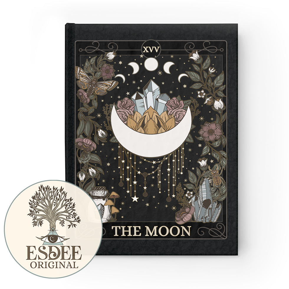 The Moon Tarot Card Custom Hardcover Journal. Moon Phase Grimoire - Esdee