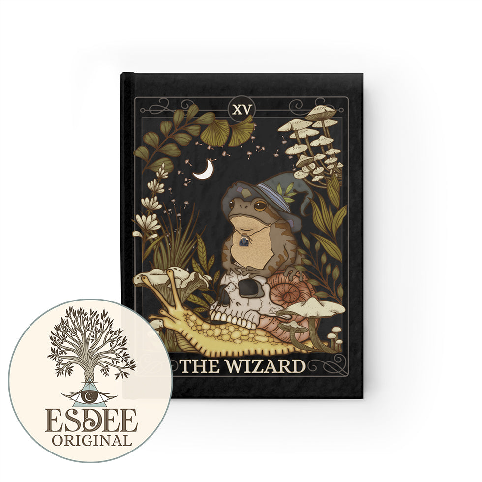 The Wizard Custom Tarot Card Hardcover Notebook. Witch Hat Frog Grimoire - Esdee