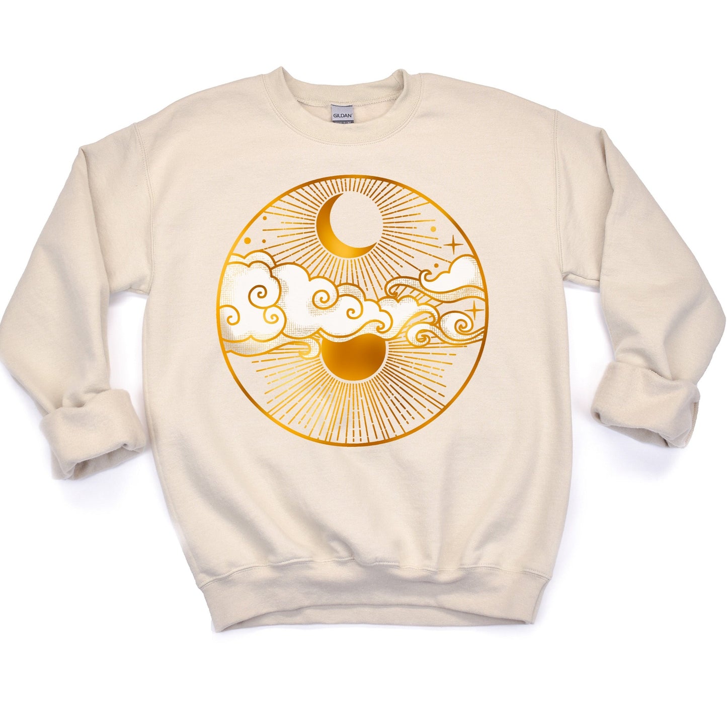 Gold Sun and Moon Unisex Crewneck Sweatshirt - Esdee